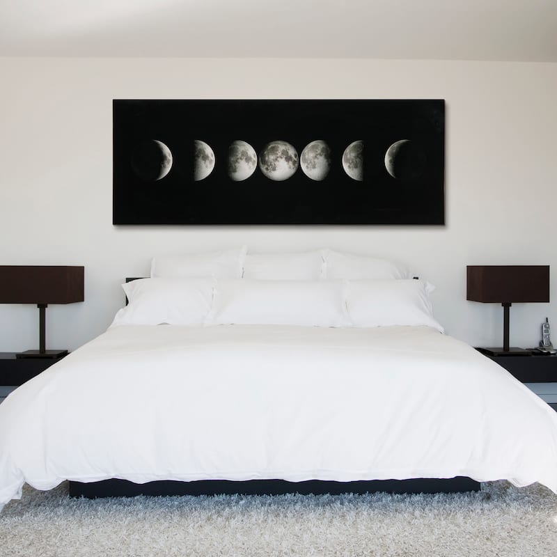 "Moon" Frameless Free Floating Tempered Glass Panel Graphic Wall Art