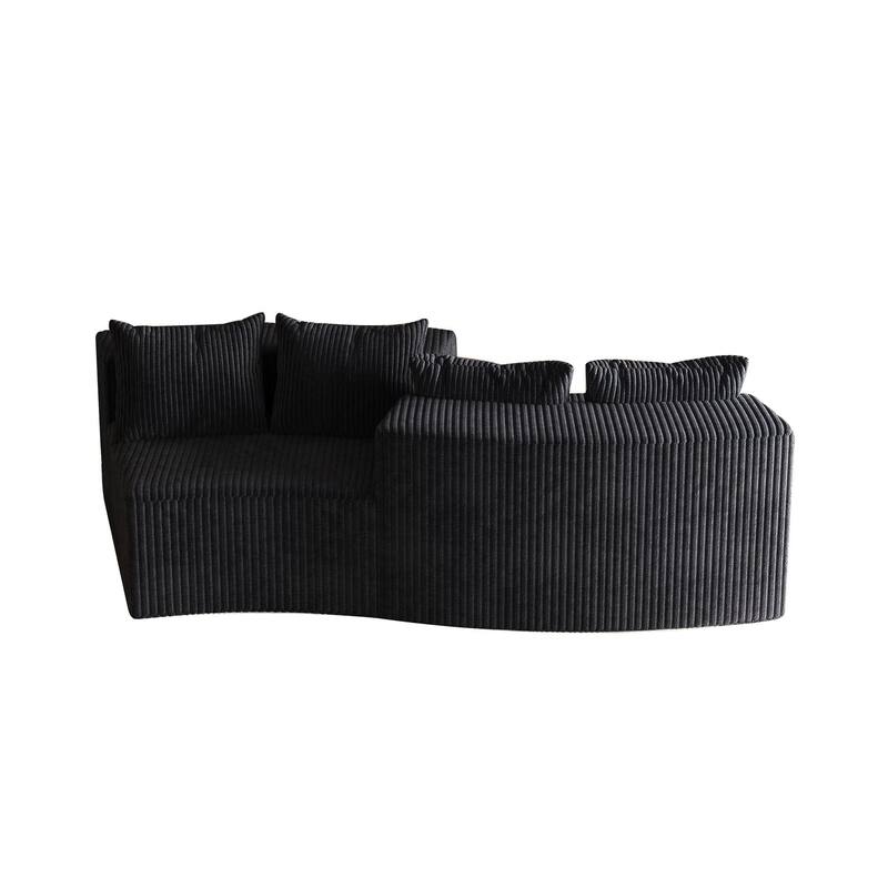 Roomfitters Modular Curved Sectional Sofa, 2-Piece Corduroy Semi-Circular Couch with Pillows