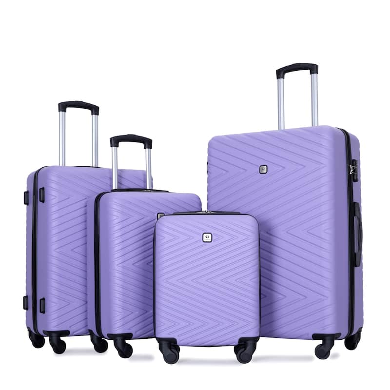 4-Piece, Modern Lightweight Luggage with Swivel Wheels and TSA Lock, for Boarding Travel, Light Purple