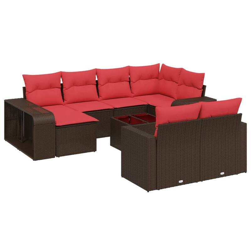 vidaXL Patio Sofa Set with Cushions Conversation Set Modular Sofa Poly Rattan - 25.8 x 24.4 x 27.2
