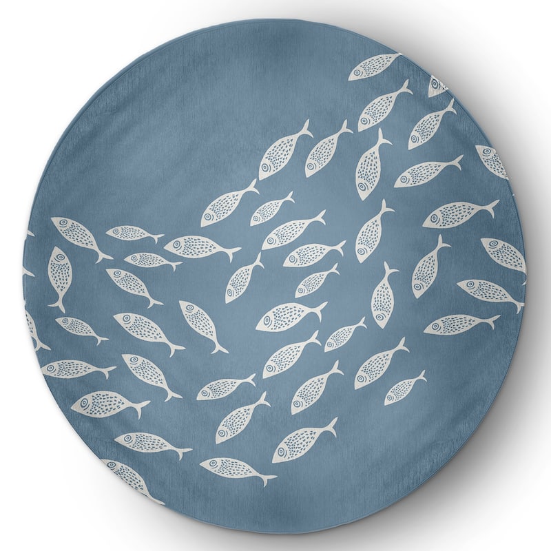 Escuela Nautical Indoor/Outdoor Rug - Dusty Smoke - 5' Round
