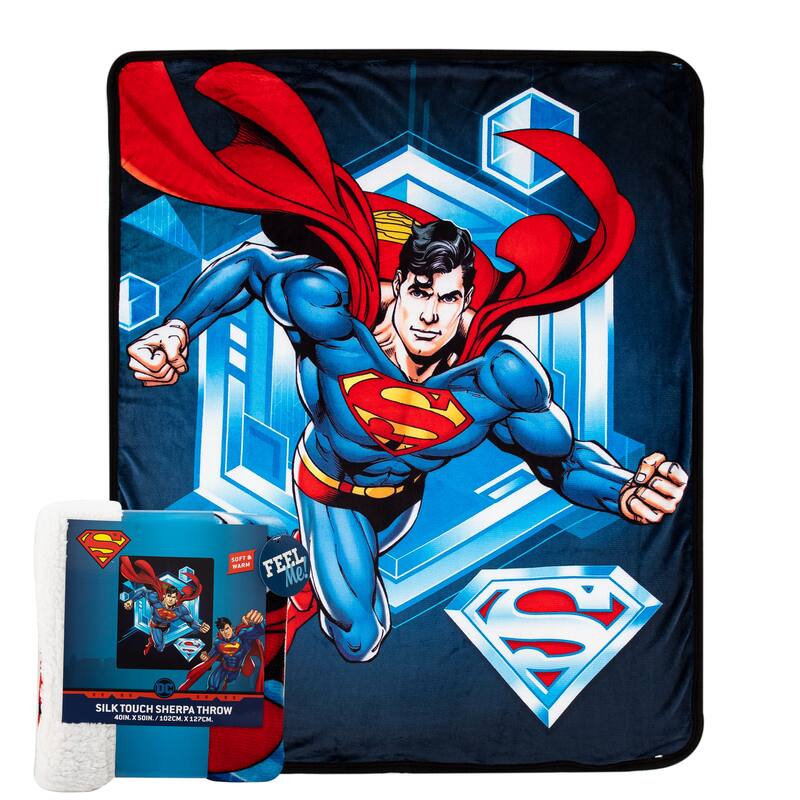 Warner Brothers Superman To the Rescue Silk Touch Sherpa Baby Blanket