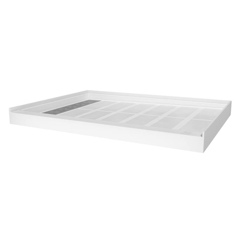 48 in. x 36 in. Elegant White Single Threshold Anti-slip SMC Rectangular Shower Base with Drain and Stainless Steel Drain Cover