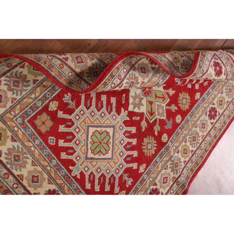 Red Kazak Oriental Accent Rug Handmade Geometric Wool Carpet - 3'3"x 5'0"