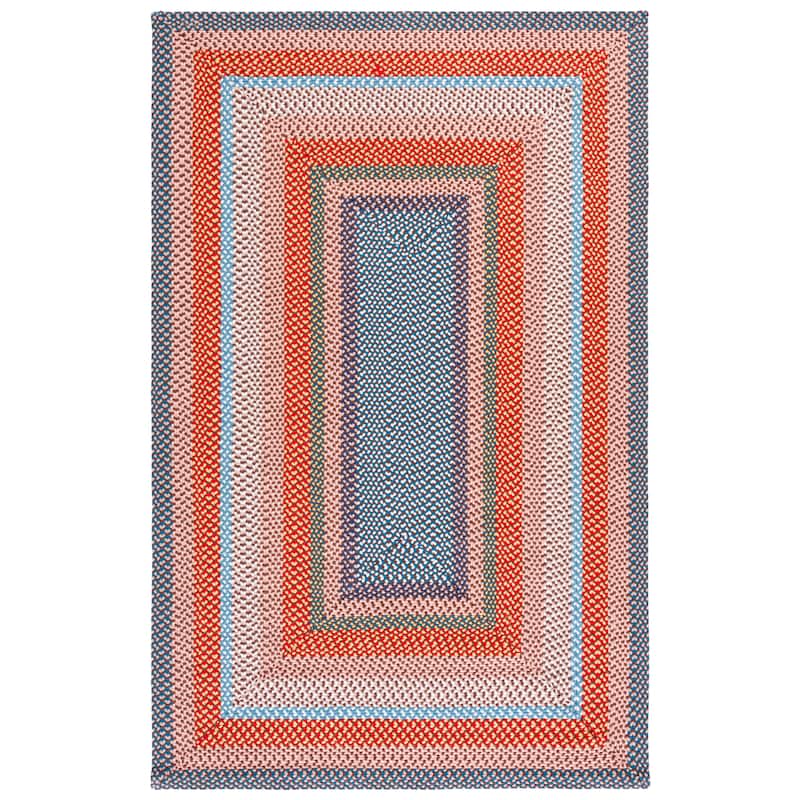 SAFAVIEH Handmade Braided Chisa Washable Indoor/Outdoor Rug - Weather Resistant & Easy Cleaning - Rust/Multi - 4' x 6'