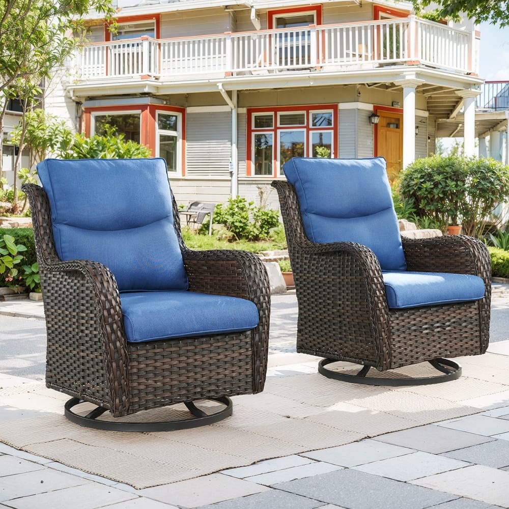 Gymojoy Outdoor Wicker Swivel Glider Chairs with 5" Cushions