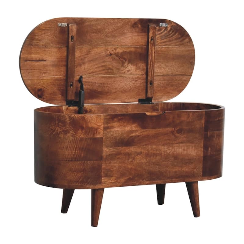 Artisan Furniture Solid Wood Honey Caramel Rounded Lid up Blanket Box, Brown, Internal Storage - N/A