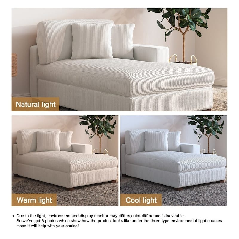 Upholstered Corduroy Chaise Lounge Chair With Pillow, Chaise Lounges For Interior