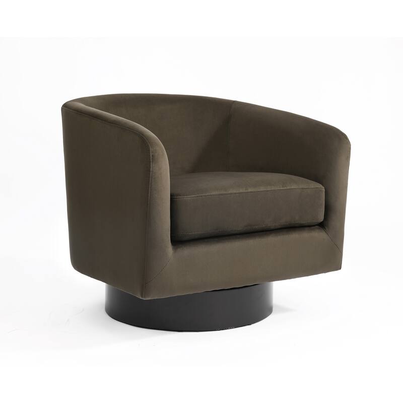 Velvet Low-Back Barrel Chair 360° Swivel Accent Armchair