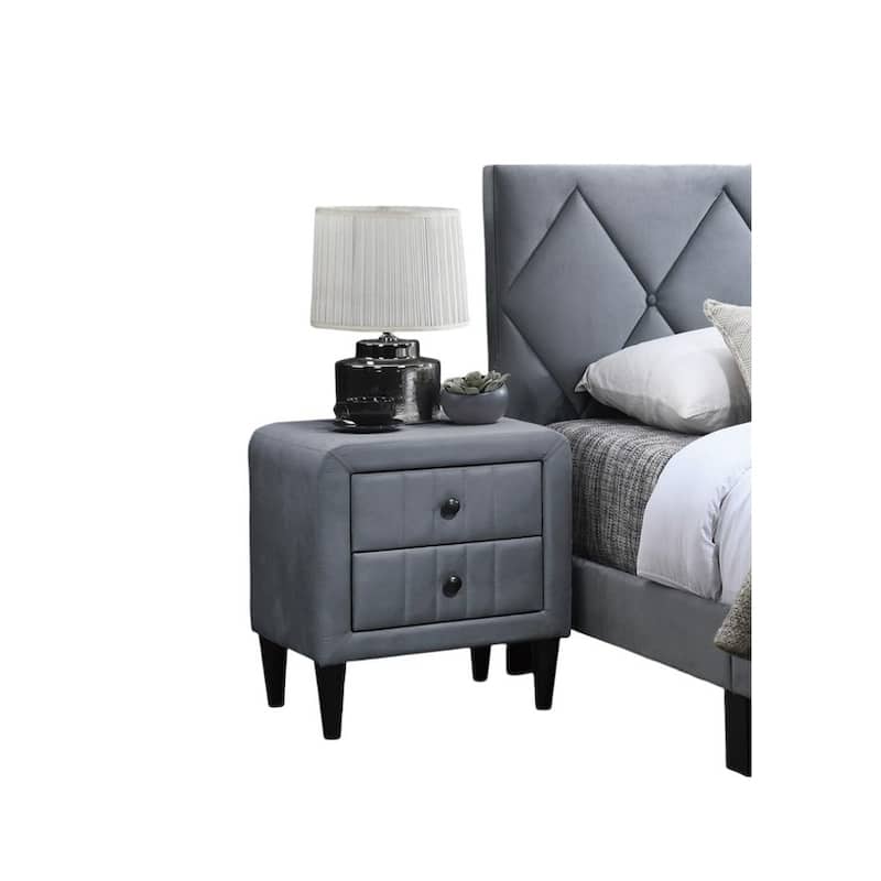Modern Velvet Upholstered Nightstand，Bedside Storage Cabinet with Tempered Legs,Sofa Side Table with 2 Drawers