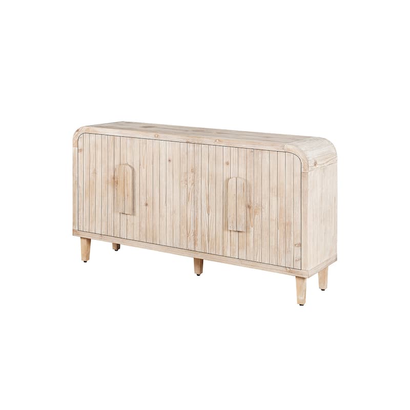 59'' Farmhouse Curved Vintage Storage Sideboard with Large Wooden Handles, Adjustable Shelves for Kitchen,Dining Room
