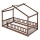 preview thumbnail 30 of 30, Twin Size Wood Bed House Bed Frame with Fence
