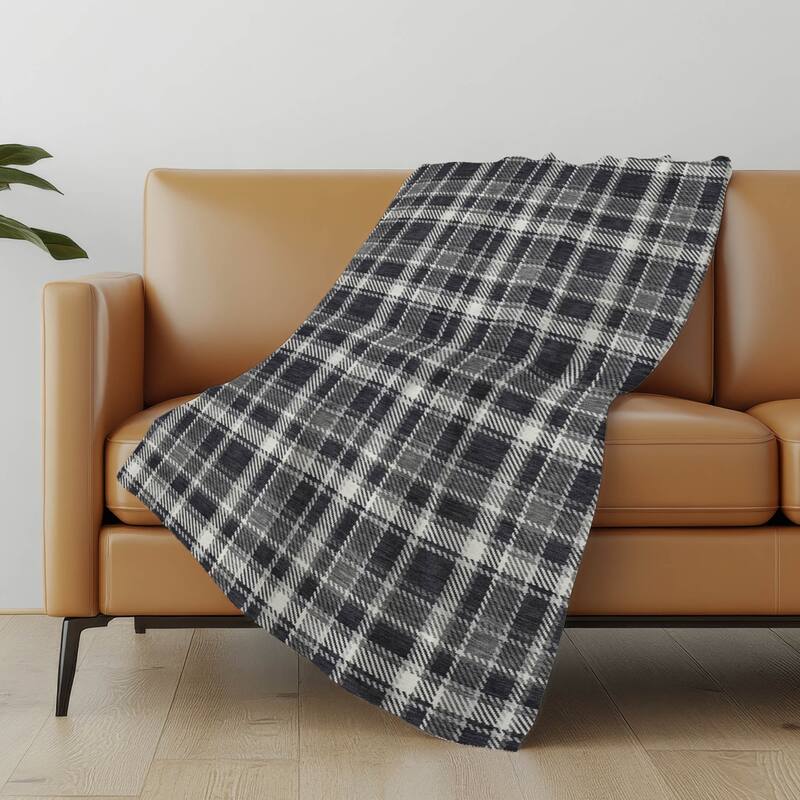 Premium Machine Washable Plaid Sherpa Throw Blanket
