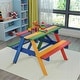 preview thumbnail 2 of 8, 4 Seat Outdoor Kids Picnic Table Bench Set with Removable Umbrella