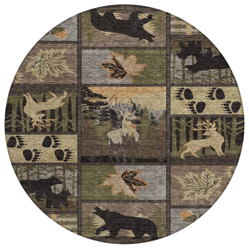 Machine Washable Indoor/ Outdoor Lodge Impressions Chantille Rug