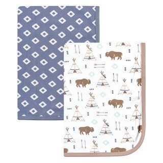 Hudson Baby Infant Boy Cotton Swaddle Blankets, Blue Moose, One Size - Teepee - One Size
