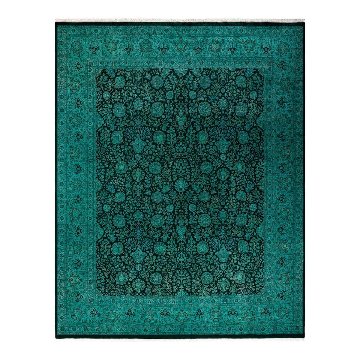 Overton Hand Knotted Wool Vintage Inspired Modern Contemporary Overdyed Blue Area Rug - 8' 2" x 10' 1"