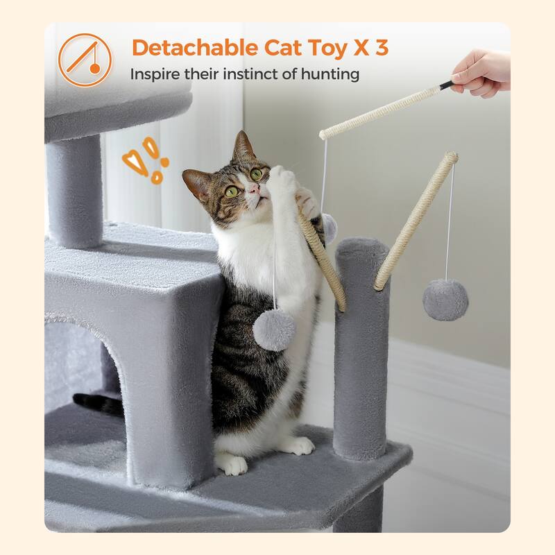 69" Tall Cat Tree Large Cat Tower with Super Big Hammock, Scratching Posts, Condo House and Large Top Perch