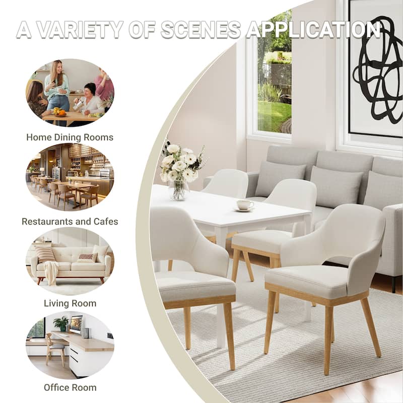 Upholstered Farmhouse Dining Chairs Modern Fabric Kitchen Side Chairs Wooden Back