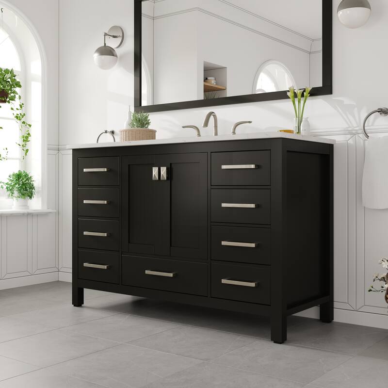 Eviva Aberdeen 42"W x 22"D Bath Vanity with Carrara Quartz Top
