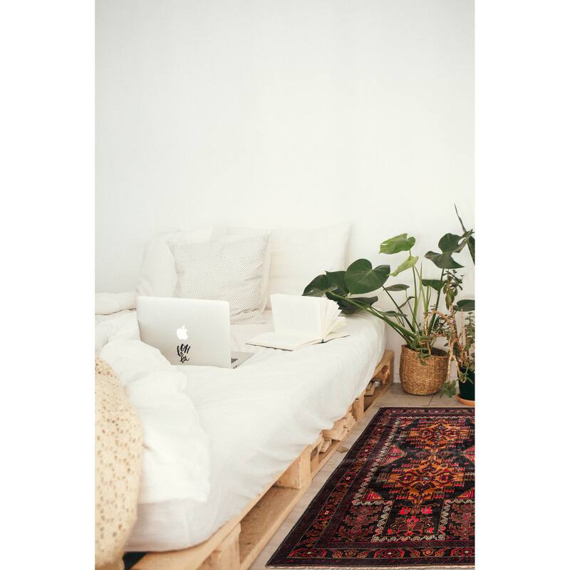 ECARPETGALLERY Hand-knotted Teimani Black Wool Rug - 3'1 x 5'0