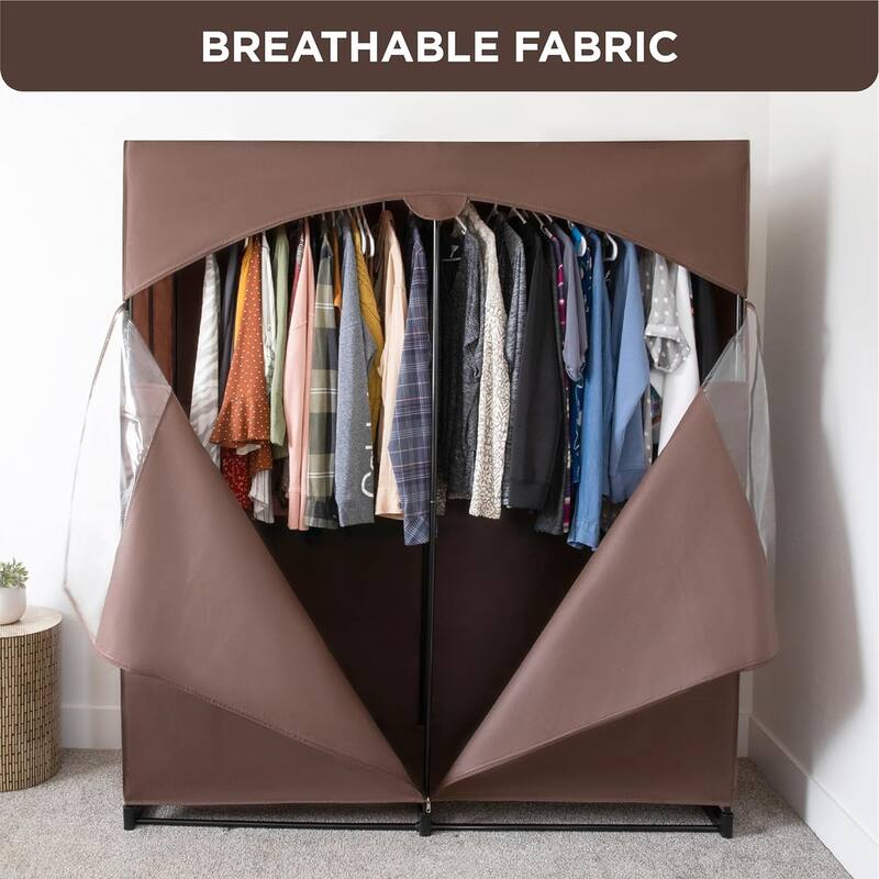 HOLDN’ STORAGE Portable Wardrobe Closet for Hanging Clothes - Large - Heavy Duty Hanging Rod with 50 Lb. Weight Capacity