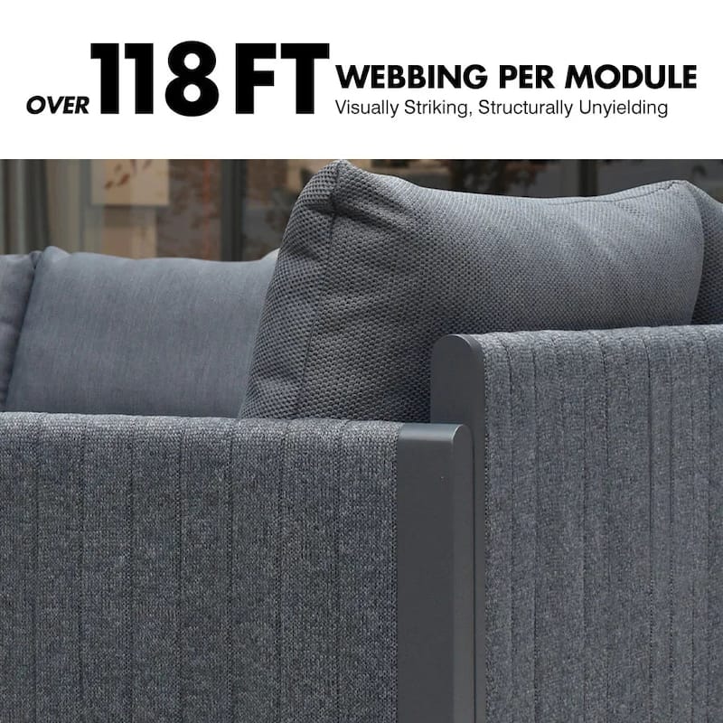 PURPLE LEAF Sanori Patio Conversation Set with Grey Ottoman and Cushion Patio Sofas Sectional Set for Poolside Graden