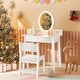 preview thumbnail 19 of 18, Costway Kids Vanity Set with Lighted Mirror Chair 2-Color LED Lighting - See Details White