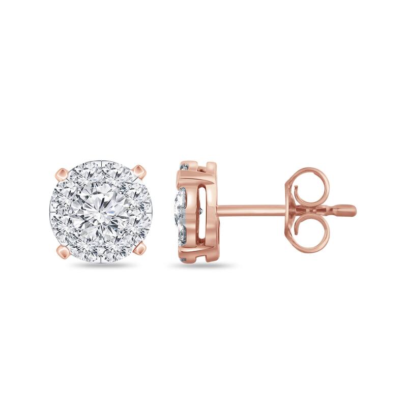 Auriya 14k Gold 1/4ctw Round Halo Pave Diamond Stud Earrings (H-I, I1-I2)