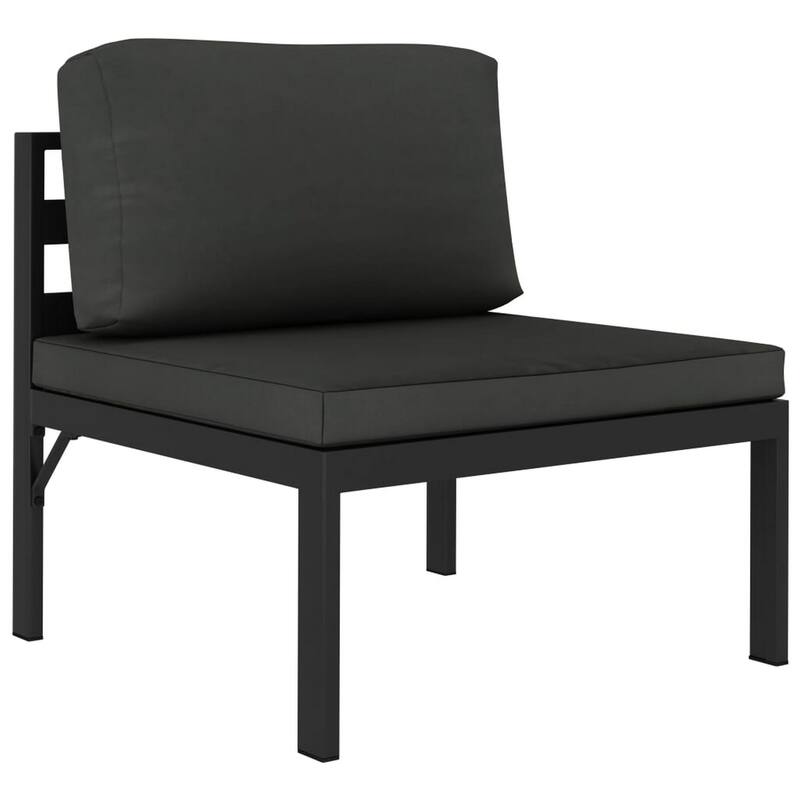 Shina 3pc Outdoor Modular Sofa Set, Black Metal, Dark Gray Cushions