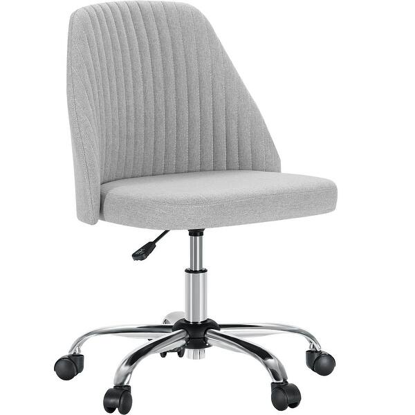 slide 2 of 48, Armless Fabric Home Office Desk Chairs, Adjustable Height Swivel Task Vanity Chair, Task Chairs with Swivel Wheels - N/A Gray