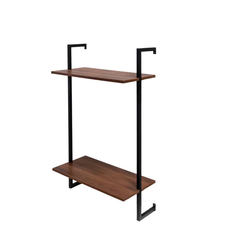 GDFStudio - Sara Industrial Wall-Mounted 3-Tier and 2-Tier Wood & Metal Floating Shelves