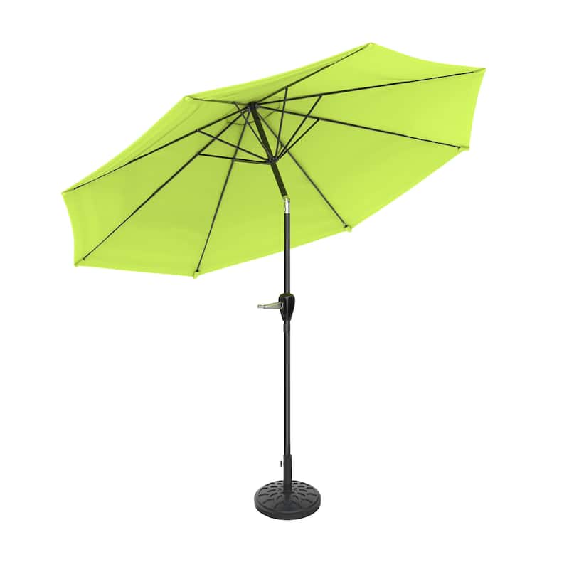 Pure Garden 10-Foot Outdoor Tilting Patio Umbrella with Base - Lime Green