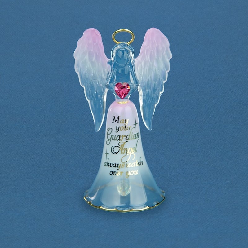Curata Guardian Angel Bell Handcrafted Glass Figurine