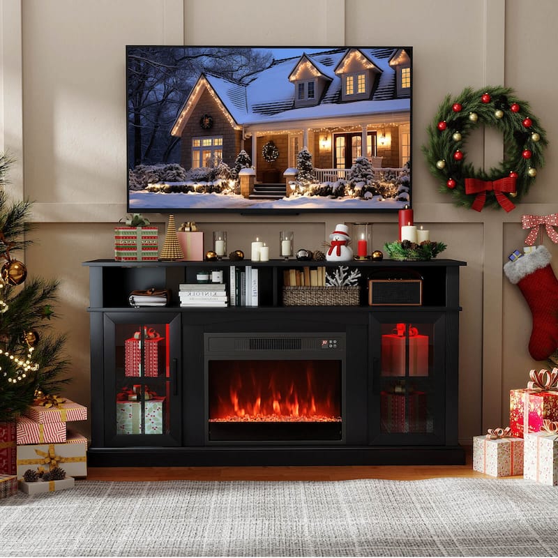 Costway 58" Fireplace TV Stand with LED Lights Entertainment Center - See Details