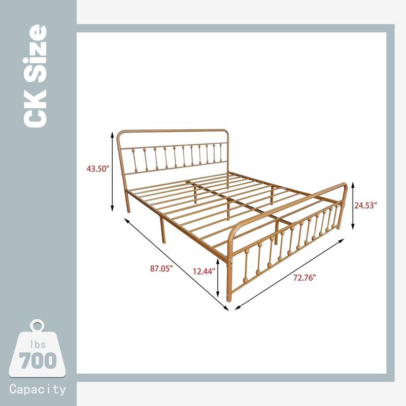 Alazyhome Simple Vintage Metal Platform Bed Frame, Easy-Assembly