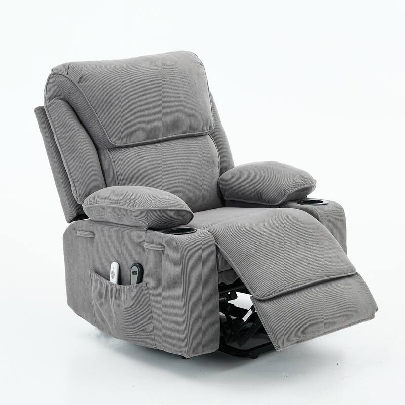 Power Lift Recliner Chair - Remote Control with Heat & Massage, PU Leather, Side Pockets - Senior Mobility Assist Chair
