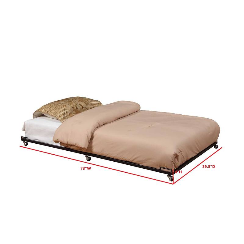 Twin Size Black Metal Roll Out Trundle Bed Frame for Daybed
