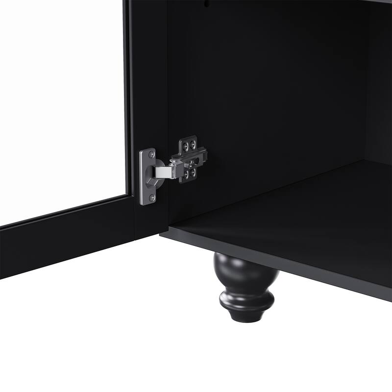 TV Stand with Glass Doors for TVs Up to 70",Versatile Sideboard with Adjustable Shelves,Buffet Cabinet with 5 Gourd-Shaped Legs