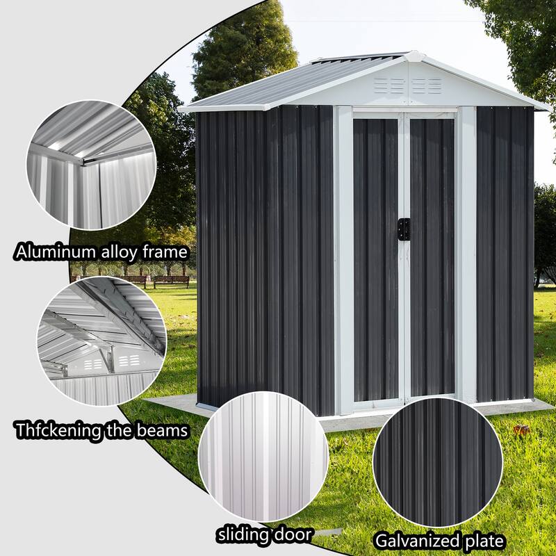 5x3 ft Grey Sliding Door Garden Shed