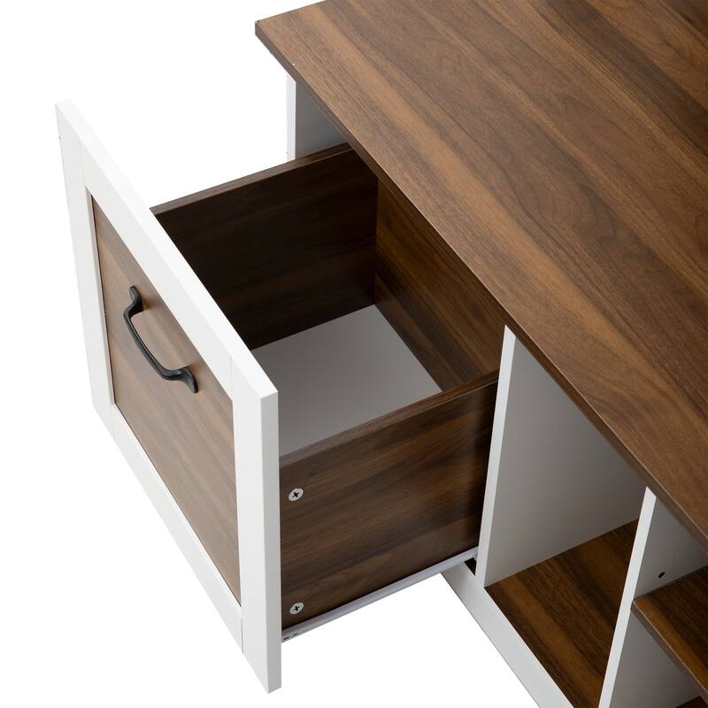 5-in-1 Entryway Bench with 2 Spacious Drawers and Adjustable Shelves