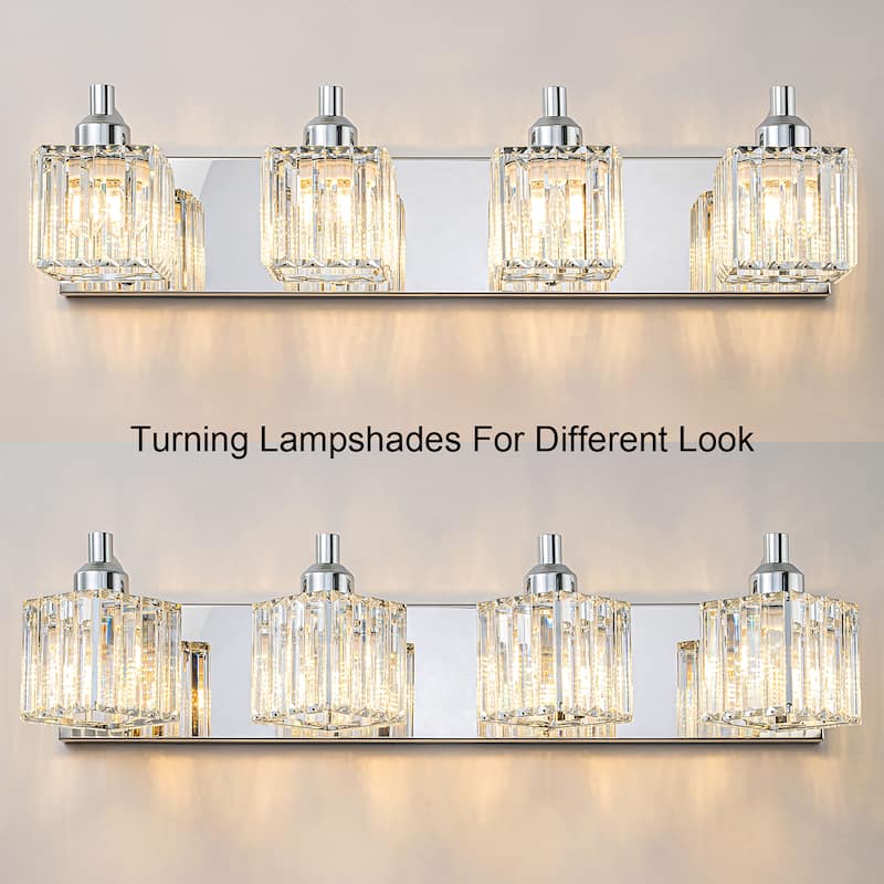 Dimmable Square Bathroom Crystal Vanity Light Wall Sconces
