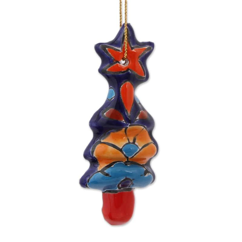 Novica Handmade Talavera Christmas Trees Ceramic Ornament (Set Of 4 ...