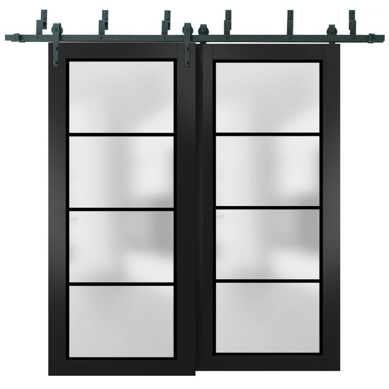 Barn Bypass Doors 36 x 80 Planum 2132 Matte Black Sturdy 6.6ft - Black - 60" x 84" ( 2* 30x84)