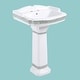 preview thumbnail 4 of 10, India Reserve 22.8" White Porcelain Wall Mount Pedestal Sink with Green Gold Accent - Renovators Supply