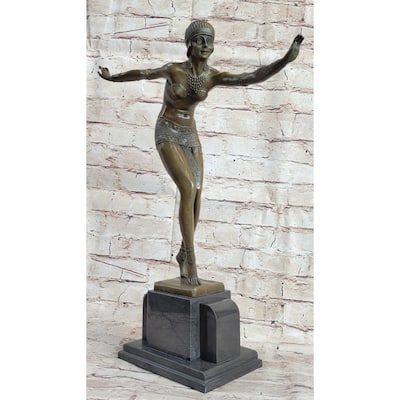 Phoenician Dancer Art Deco Bronze Statue Sculpture After D.H. Chiparus 19 Inches X 14 Inches