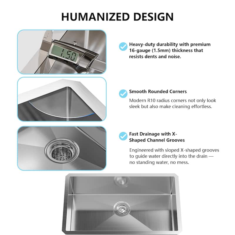 WOWOW Drop-In/Undermount Single Bowl Kitchen Sink