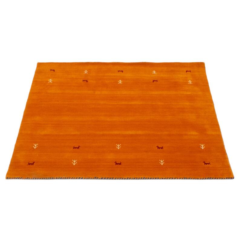 Kashkuli Gabbeh Burnt Orange Rug 4'11" x 4'10" - 4'11 x 4'10