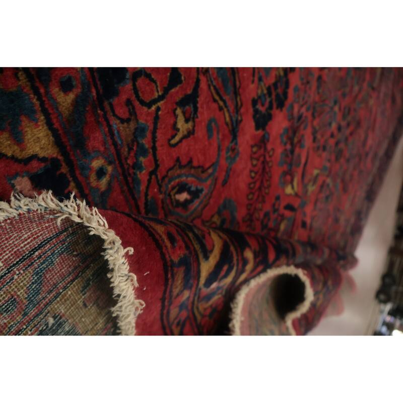 Hand Knotted Oriental 100% Wool Carpet Traditional Floral Pink Sarouk Area Rug - 13' 3'' X 10' 3''