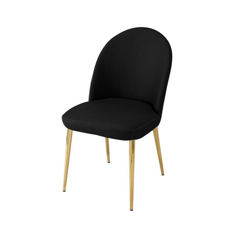Gold/Black Faux Leather Upholstered Metal Frame Dining Chair, Set of 2, Sturdy Dining Chair for Dining Rooms - 17.5